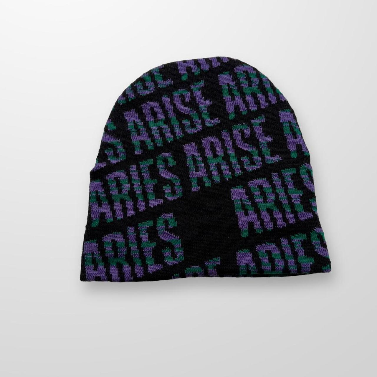 Aries Repeat Logo Beanie In Black