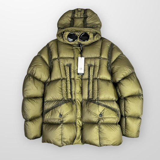 CP Company DD Shell Goggle Long Down Jacket In Khaki