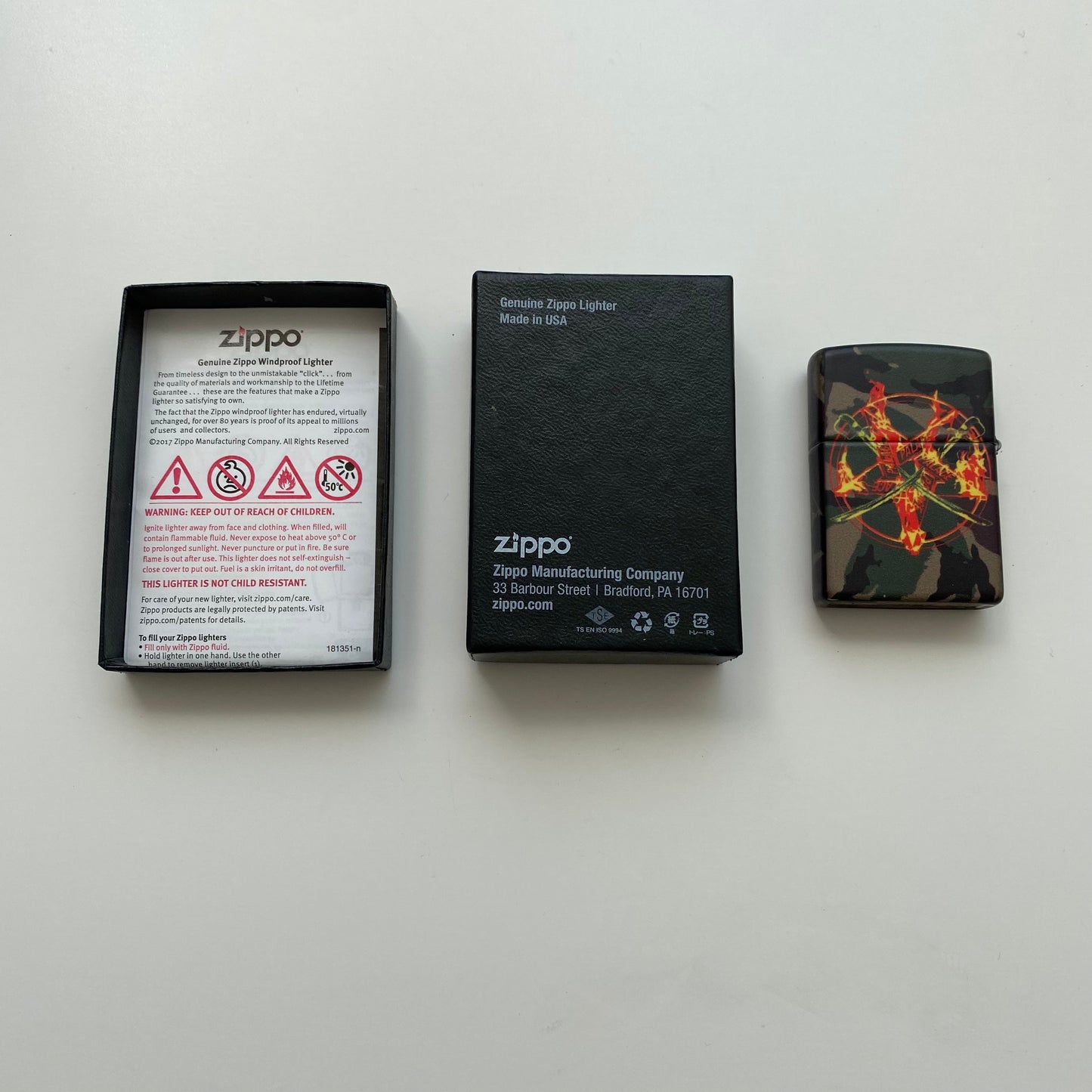 Palace Flamed Zippo Lighter In Camo